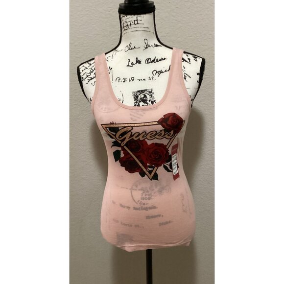Guess Women's Graphic Tank Top With Rose Design - Size XS - Picture 2 of 8